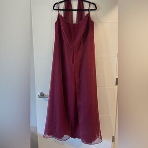 Wine Red Beaded Maxi Dress